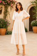 Ivory Grace Lace Midi Dress