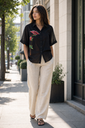 Midnight Bloom Black Hand Painted Floral Shirt
