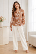 Cocoa Bloom Ivory Floral Embroidered Tailored Top