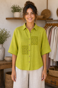 Lime Lace Patch Shirt