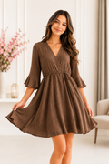 Mocha Breeze Wrap Mini Dress