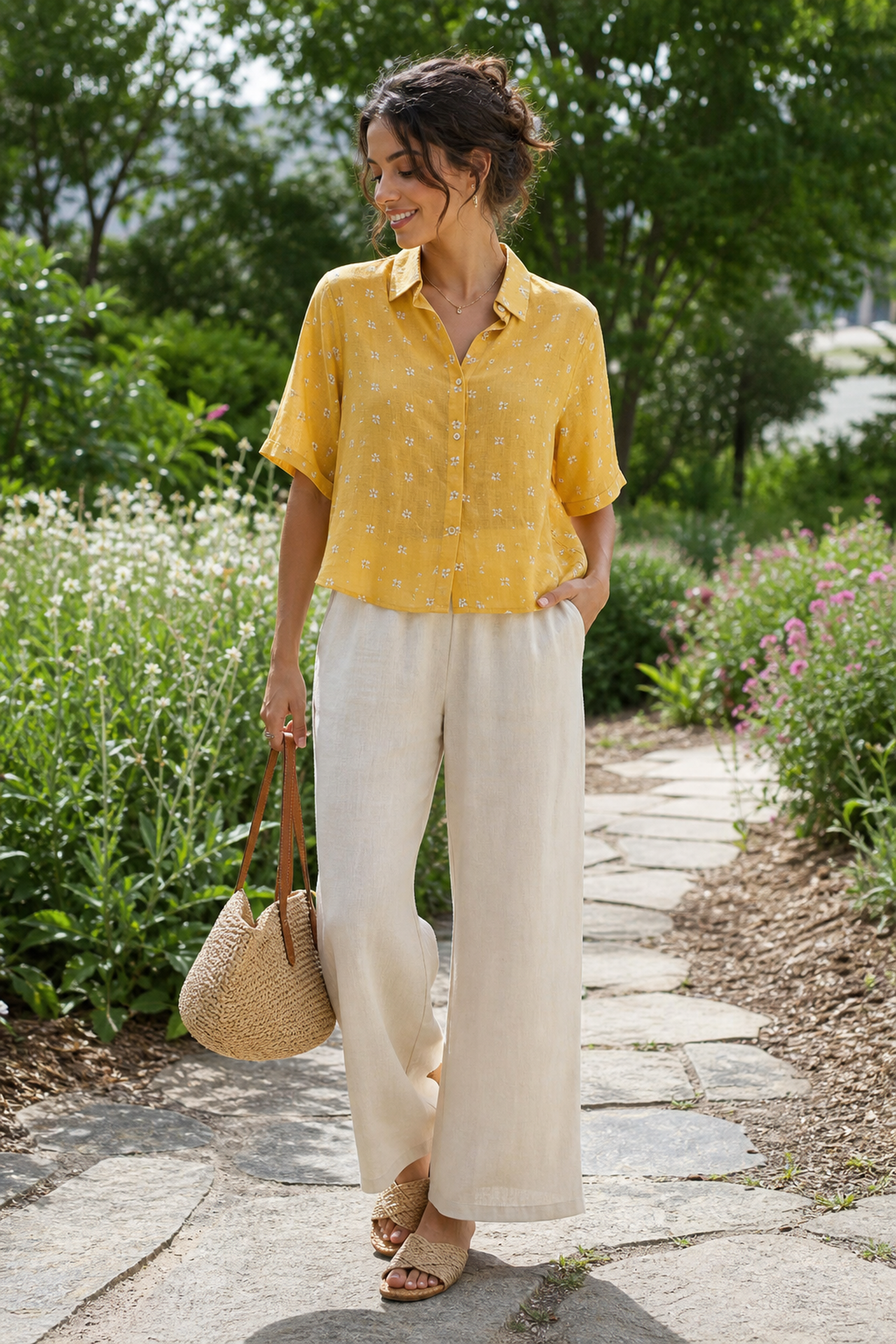 Mustard Floral Print Shirt