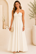 Celeste Ivory Ruched Maxi Dress