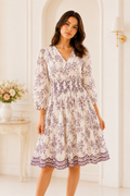 Dusty Lavender Blossom Embroidered Floral Dress
