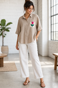 Taupe Tulip Patch Shirt